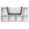 Basicwise White Modern Multi-Purpose Bookshelf with Storage Space and Gray Cushioned Reading Nook QI004152.WT